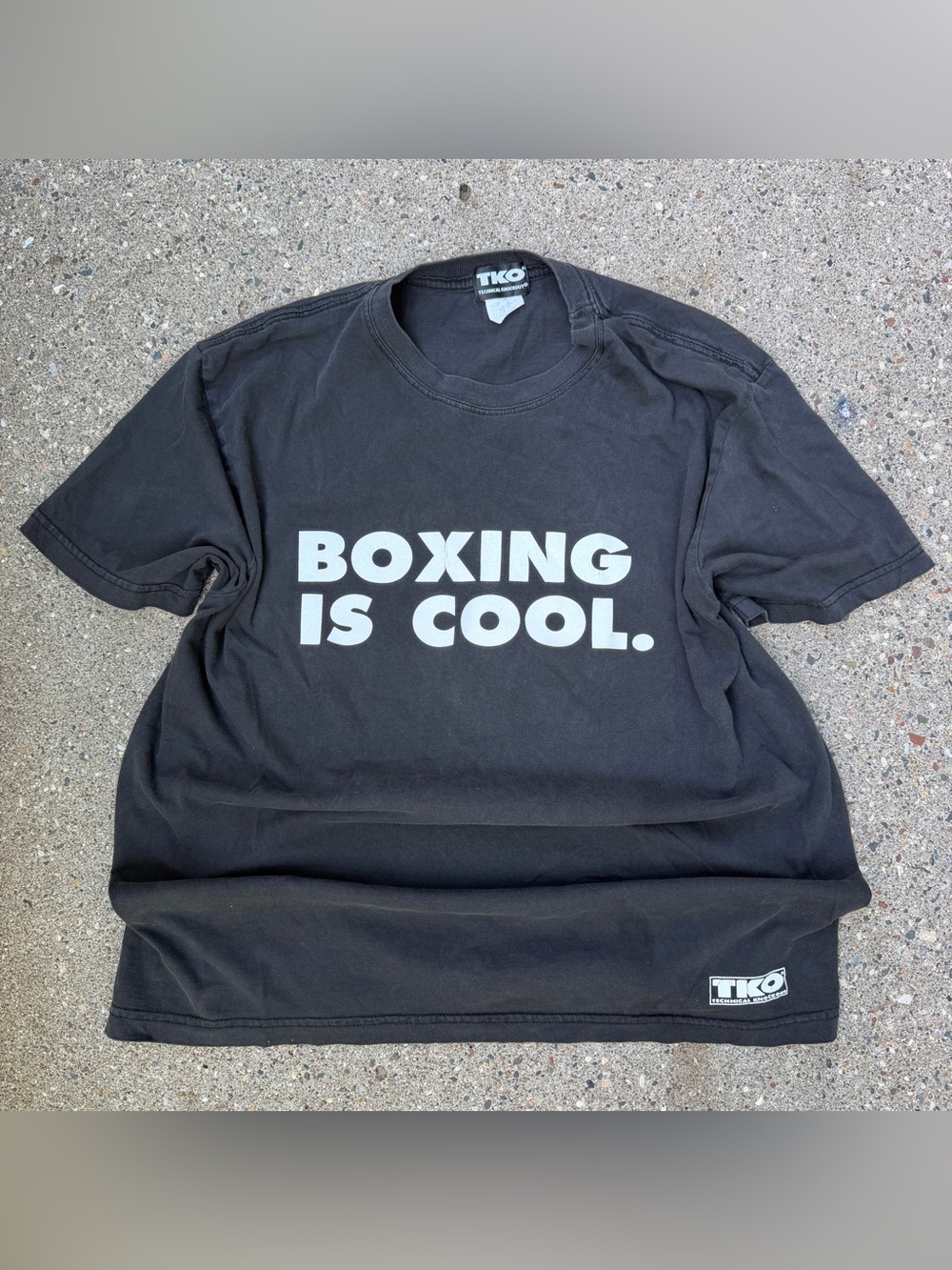 TKO Black Tee with White 'BOXING IS COOL.' Graphic Size L